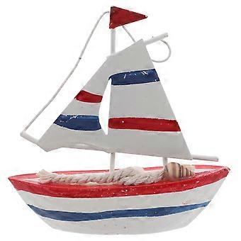 Decoración de mini velero: modelo de velero en miniatura de madera - Centro de mesa con figura náutica - Decoración de velero de escritorio - Adornos para tartas de graduación
