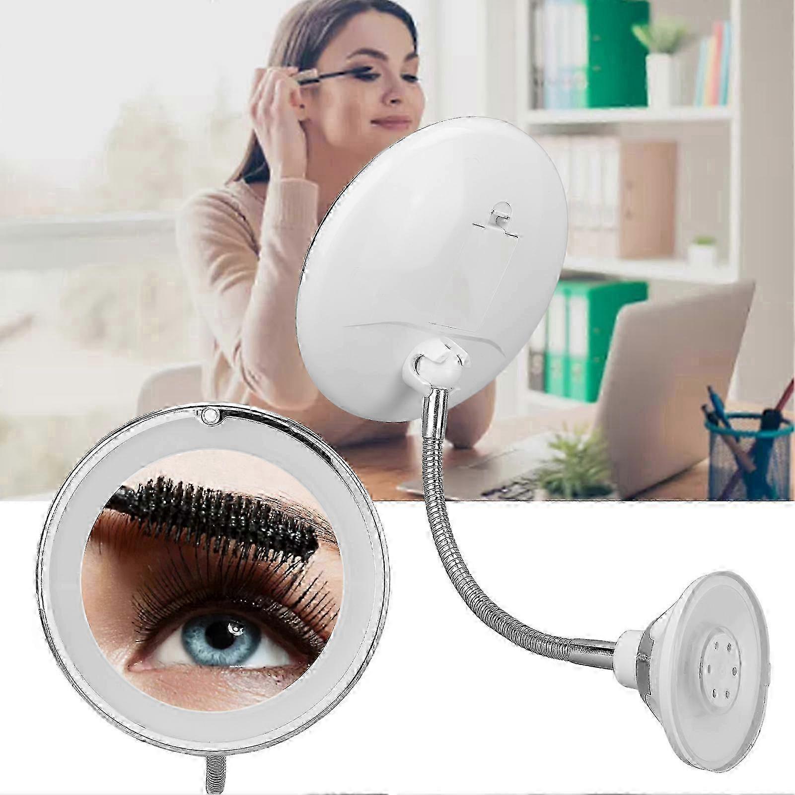 Magnifying Mirror 10X Magnification LED Fill Light Suction Cup Adjustable Gooseneck Makeup Mirror for Home Office