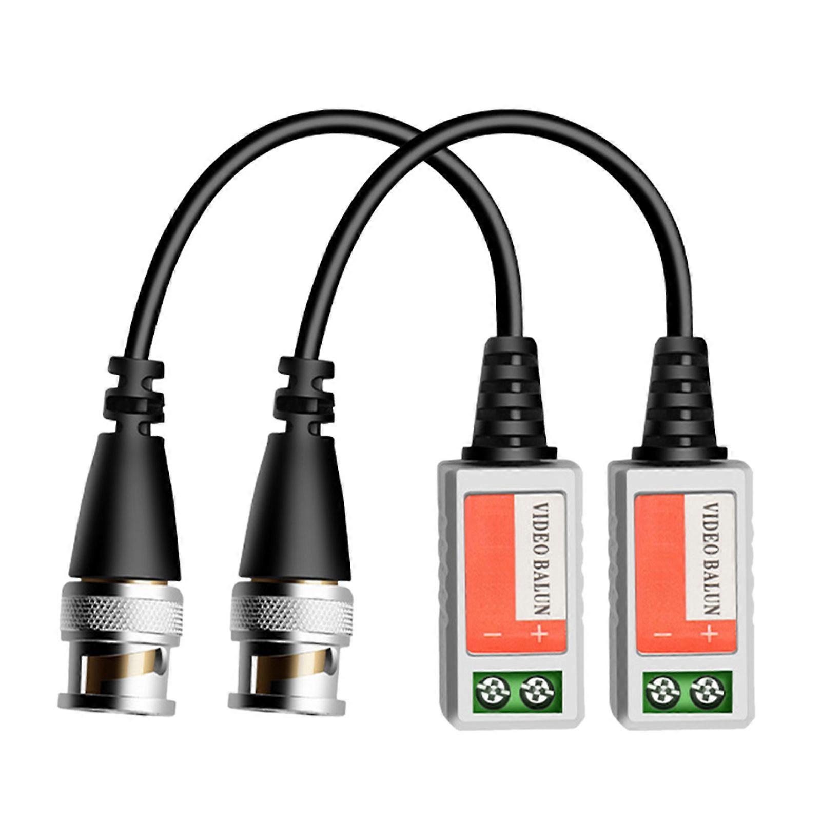 2pc Passive Video Balun Connectors BNC Passive Video Balun Transceiver Cable for Surveillances Camera System 200m Extend Multicolor