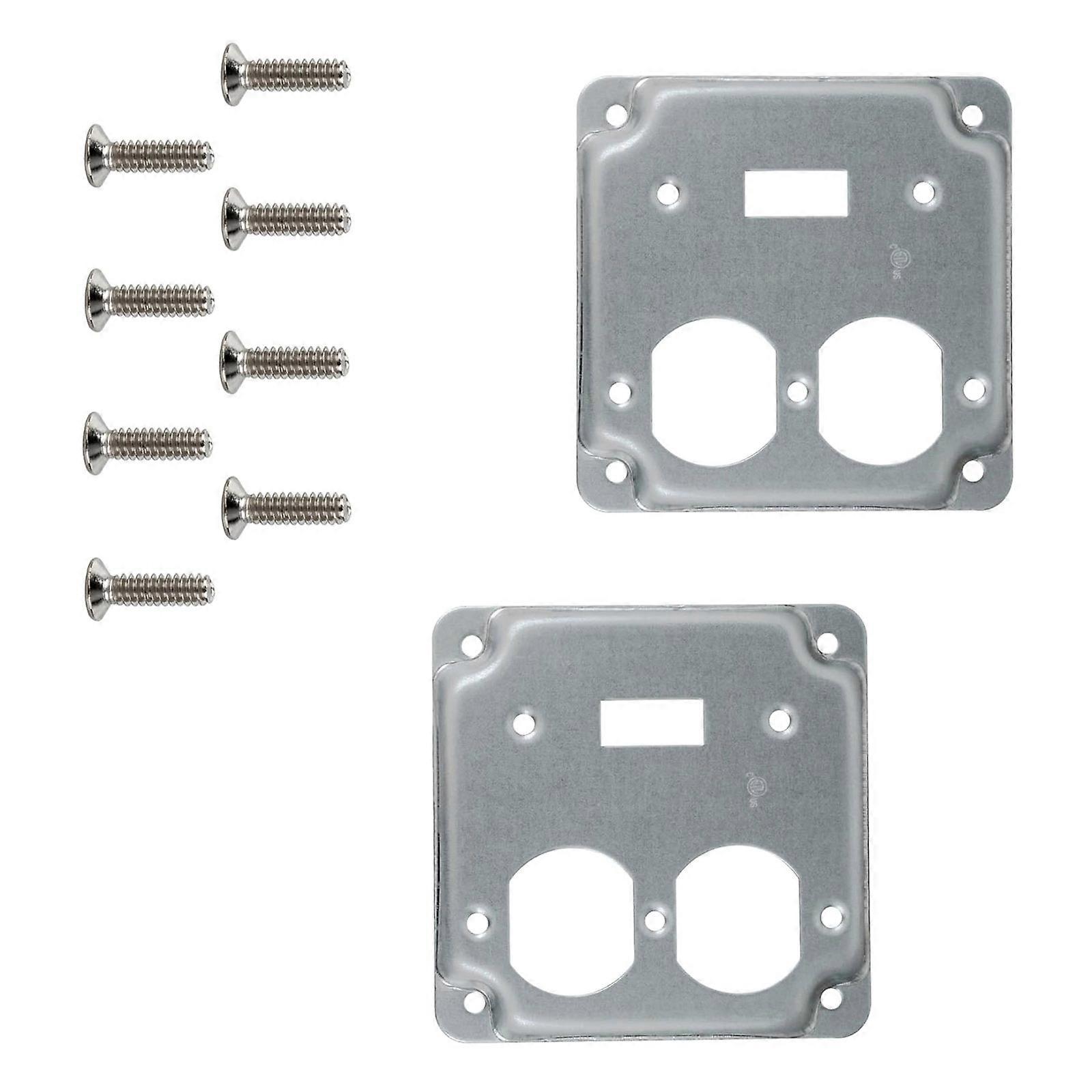 2Pce Multipurpose Industrial Square Metal Box Covers Scratch Resistant Surfaces for Toggles Switches Installation Multicolor