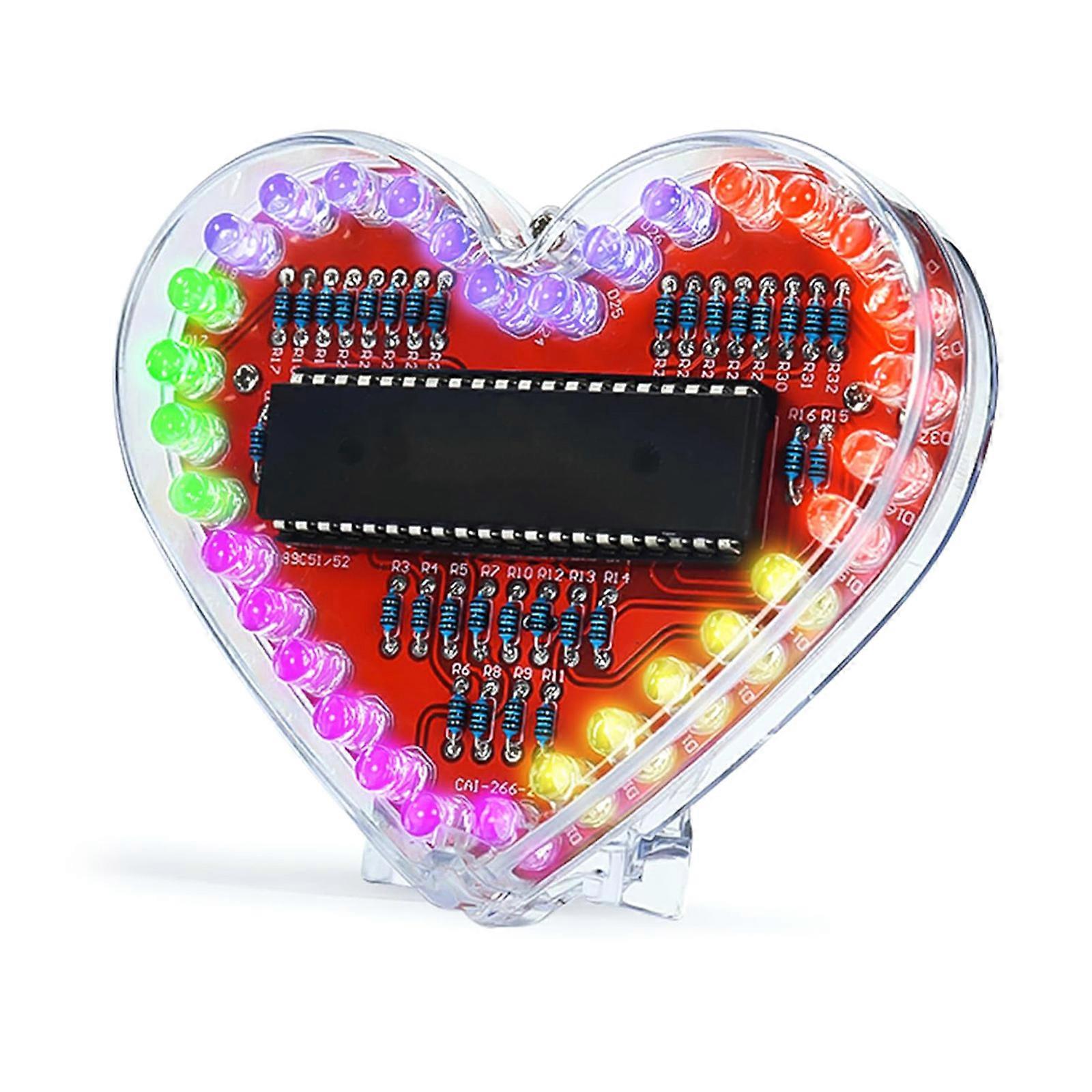 Heart Shaped RGBs LED Soldering Practice Kit DIY Electronics Project For Students STEM Learning And Holiday Gift Multicolor