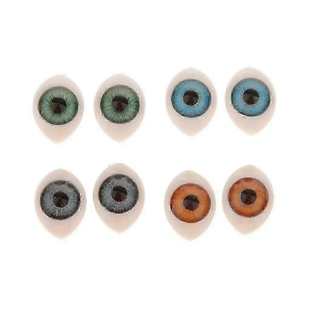 Plastic Eyes for Dolls Mask Making - 8 Pcs with 4 Color Oval Hollow Back Design, 8mm Size for DIY Enthusiasts
