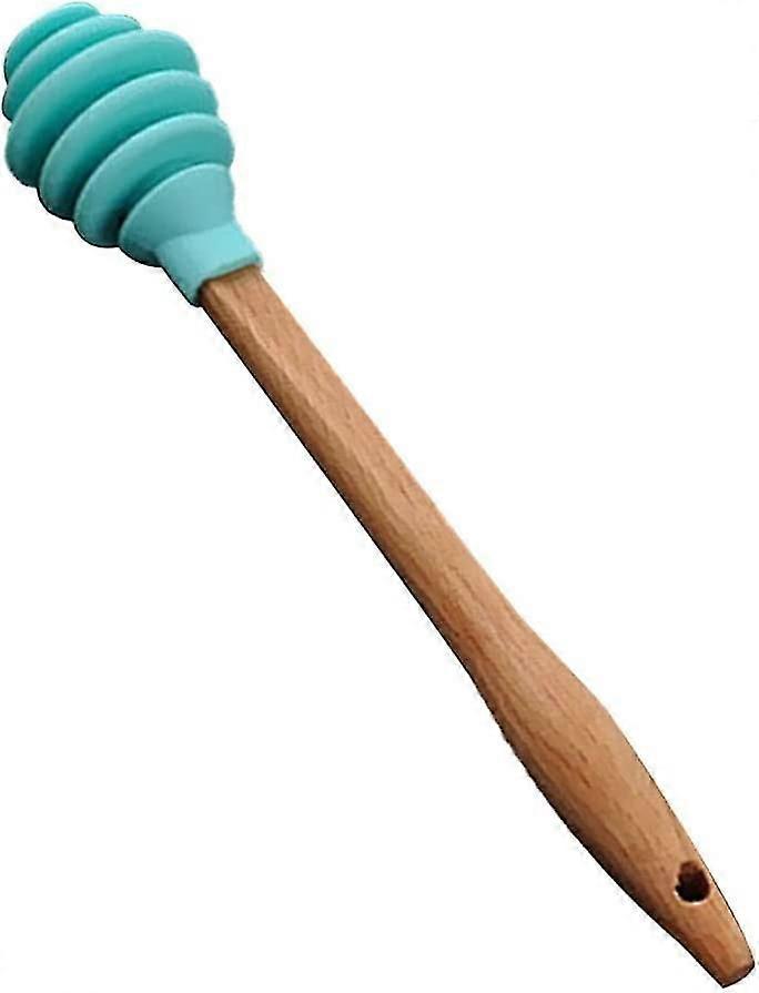 硅胶蜂蜜棒 木制手柄 硅胶蜂蜜搅拌器 蜂蜜蜜蜂糖棒 打牛奶面糊 烘焙工具 （绿色） （1pcs）