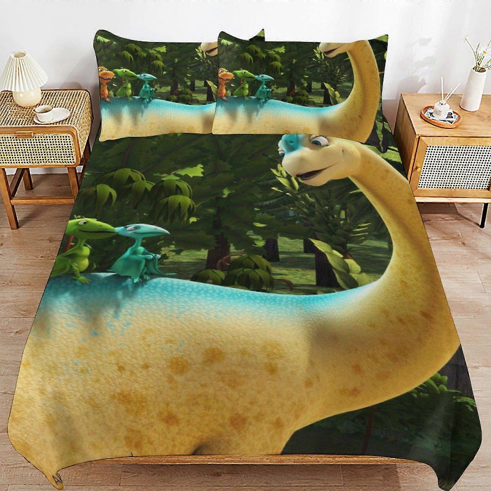 d335 Dinosaur Train Streamlined Finish Soft Texture Durable Composition Zipper Side Duvet Cover Sets Night Use b335