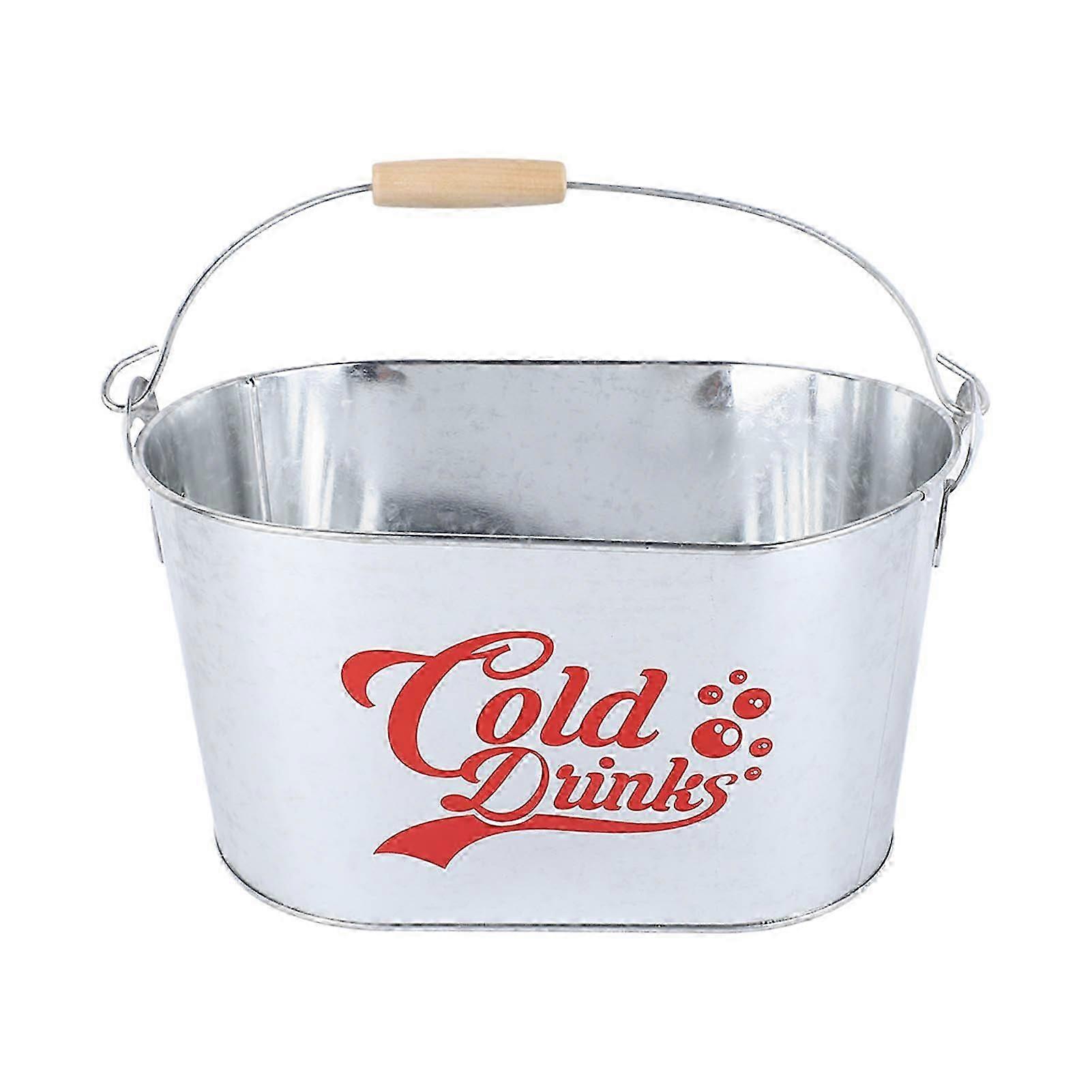 Beer Bucket with Side Handle Stylish Rust Prevention Oval Large Capacity Champagne Ice Bucket for Bar Barbecues Cold Type