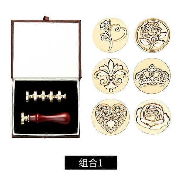 Selos de Selos de Cera Set Removível Selagem Cabeça de Cobre Vintage Clássico Fancy Seal Kit de Selo com Caixa de Presente