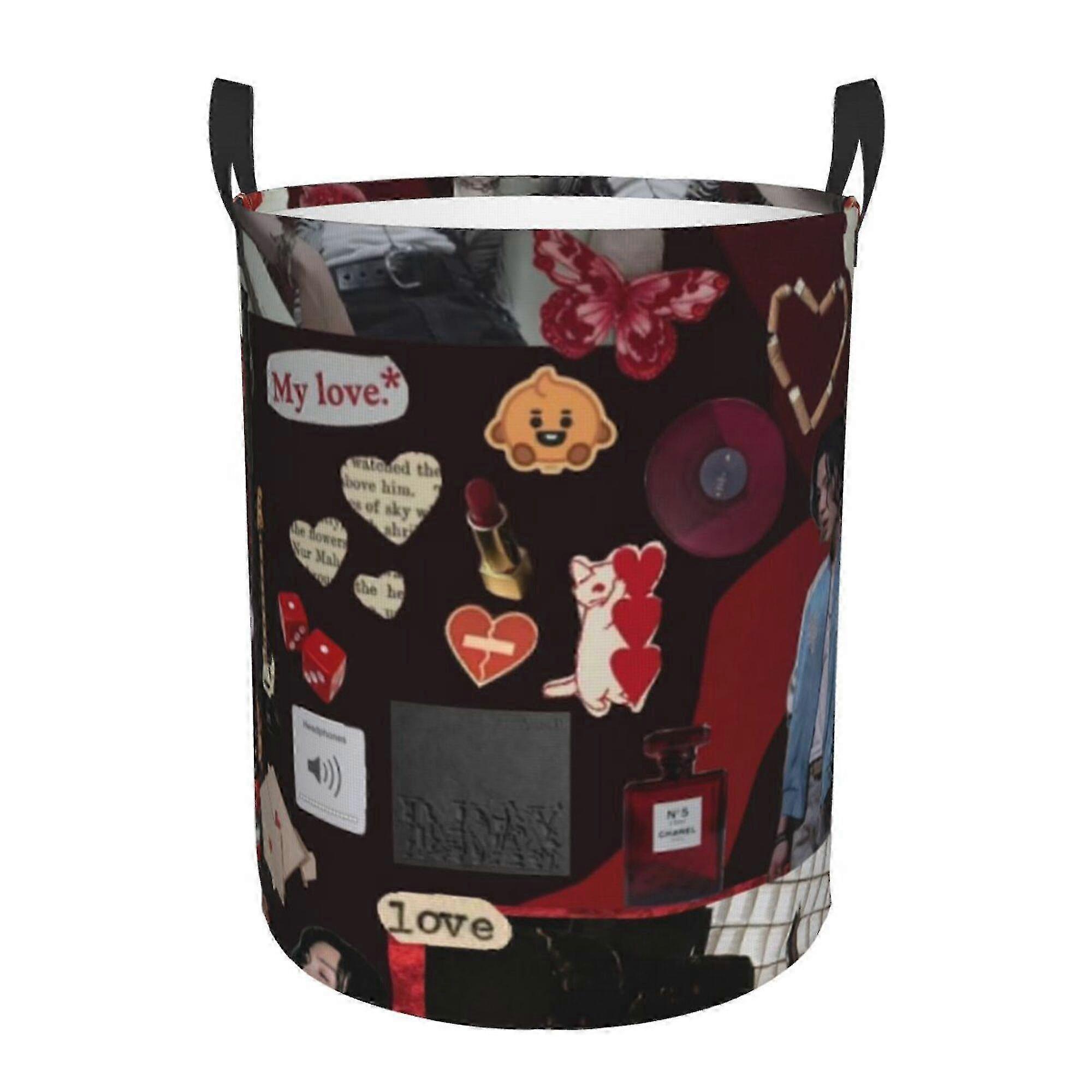 BTS SUGA (80) Wasmand Opbergbak Wasmand met Handvatten Print Huishoudelijke Organizer Mand-ML399