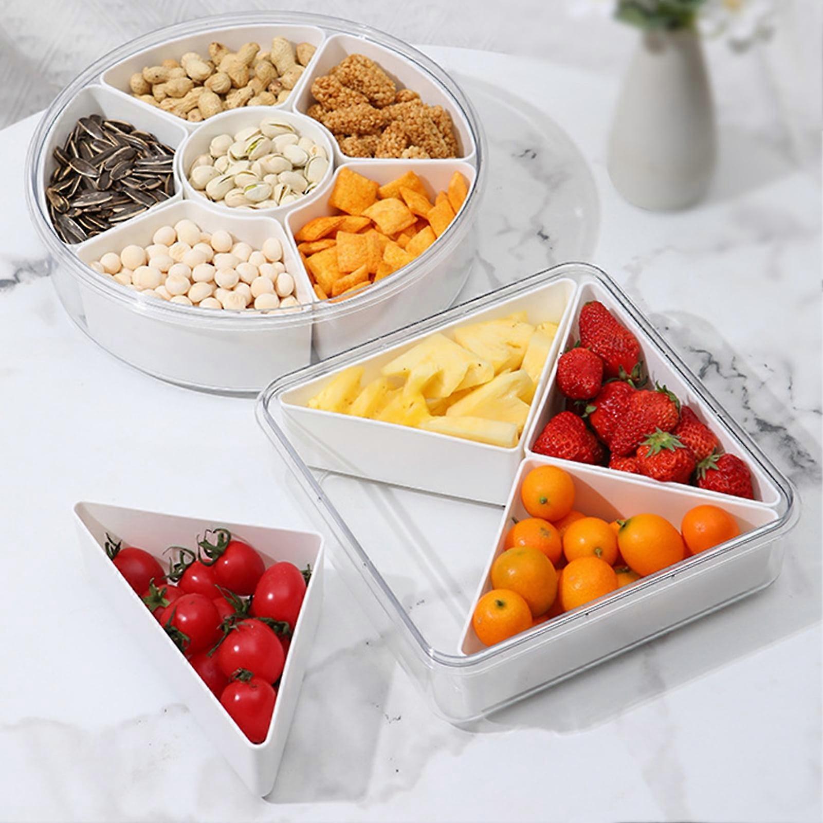 SUSUchens Veggie Tray with Lid, 4/6 Compartment Divided Snack Box, Party Serving Platter, Compatible with SUSUchens
