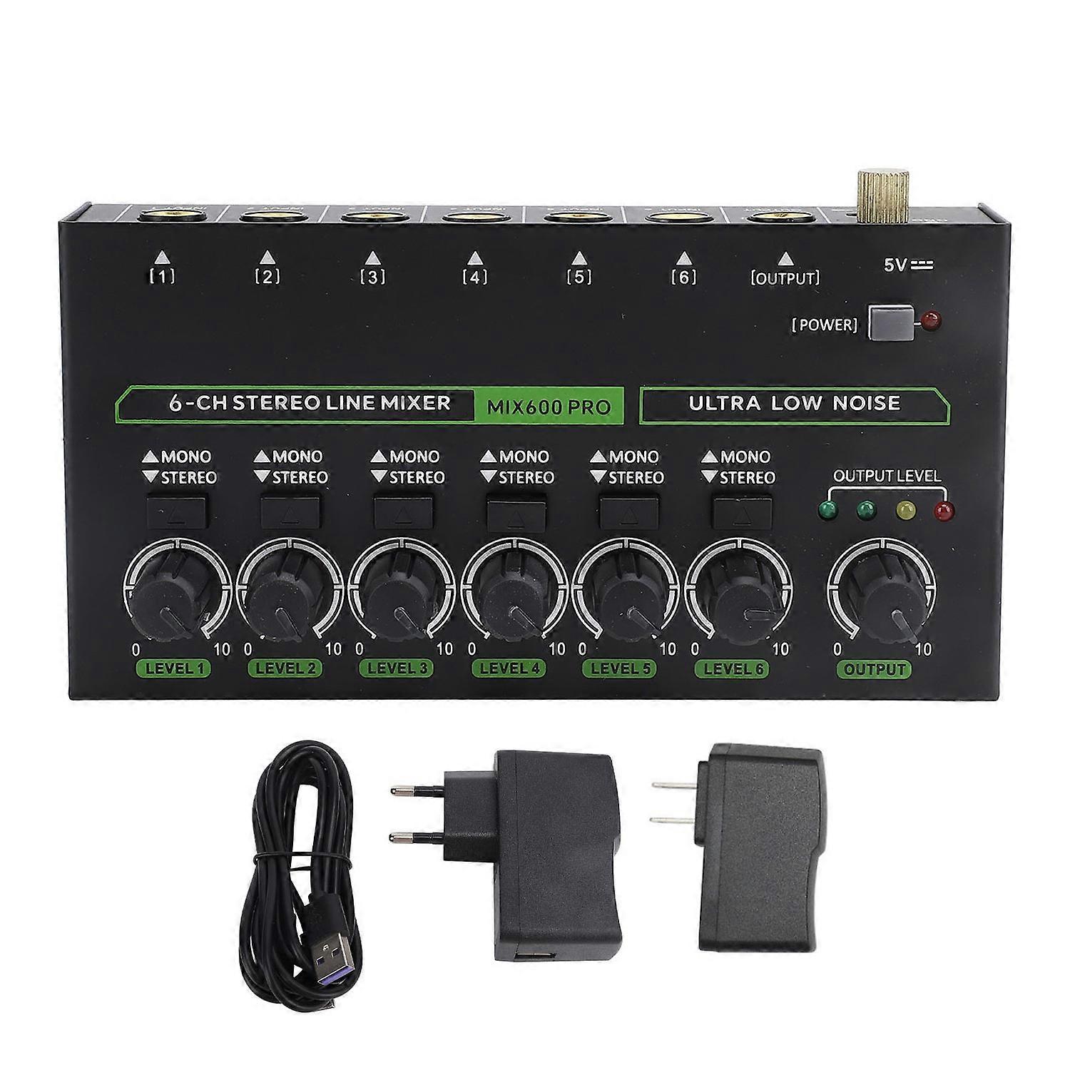 Studio Sound Mixer RGB Light Low Noise 6 Channels Mono Stereo Professional Sound Mixer for Home EU P