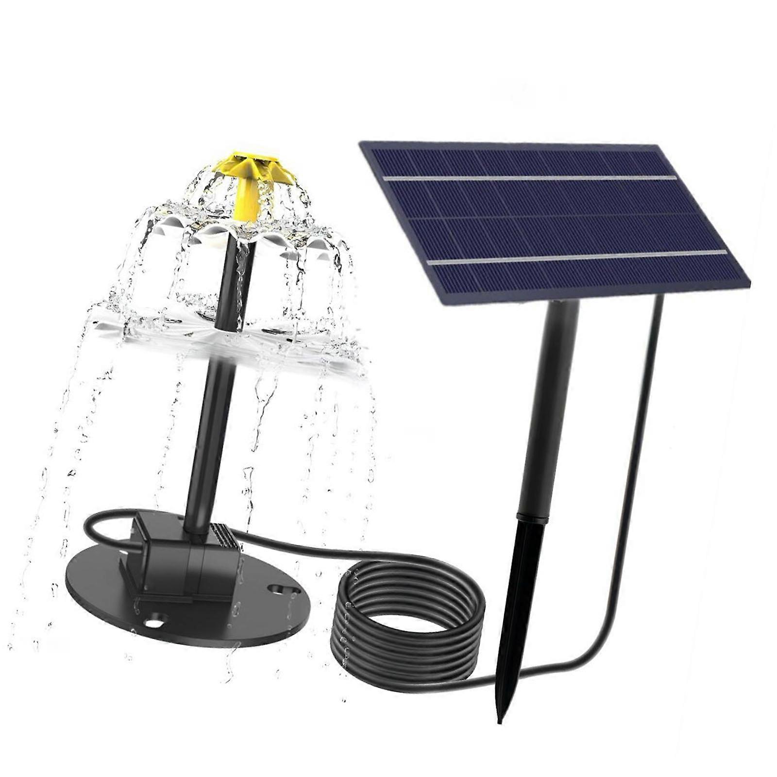 Solar Powered Fountains Pumps For Bird Baths Automatic Water Flows Garden Decoration With Regulable Sprays Head Multicolor