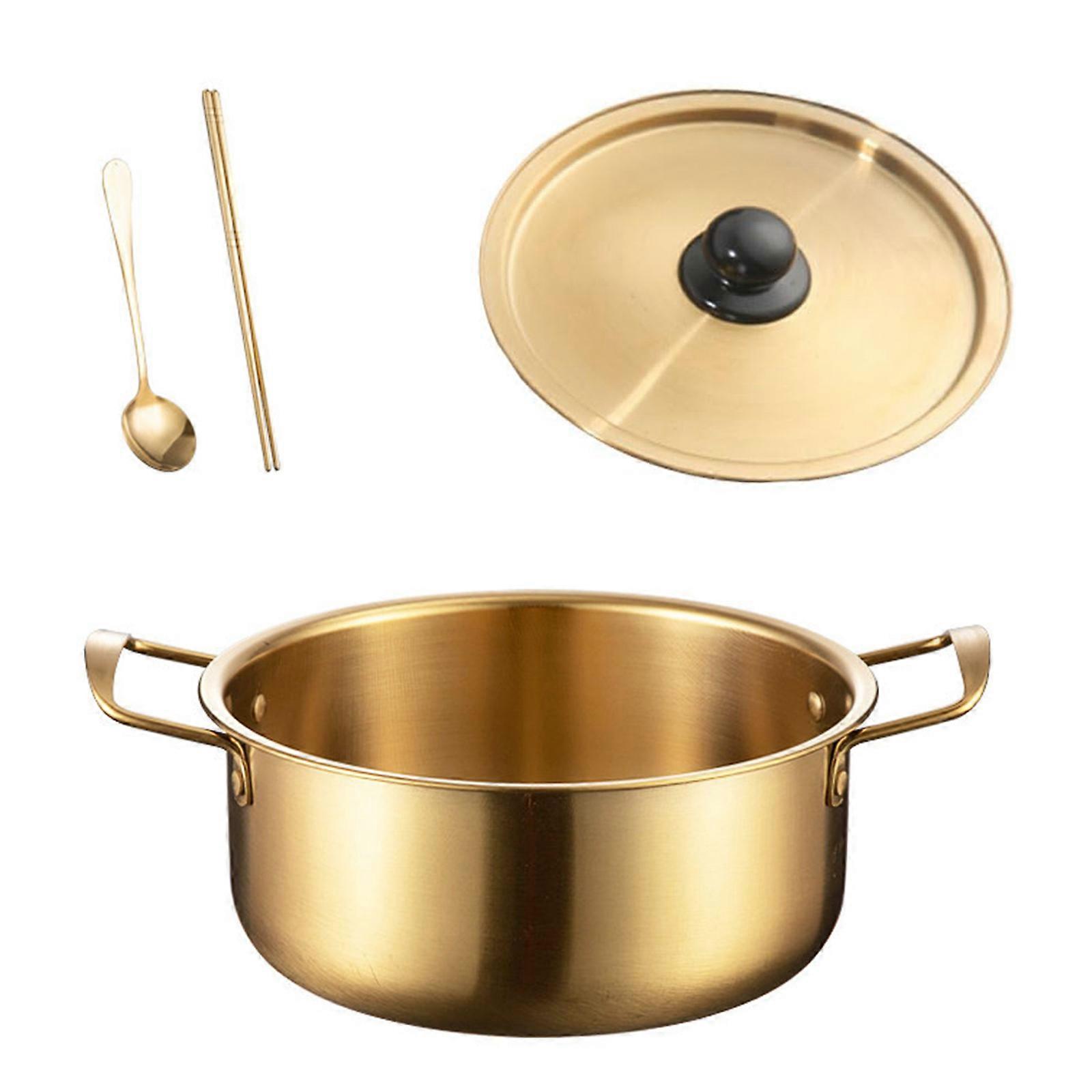 Korean Noodles Pot With Lid Includes Chopsticks Spoon Stainless Steel Practical Cookware For Dorm Office Use Multicolor