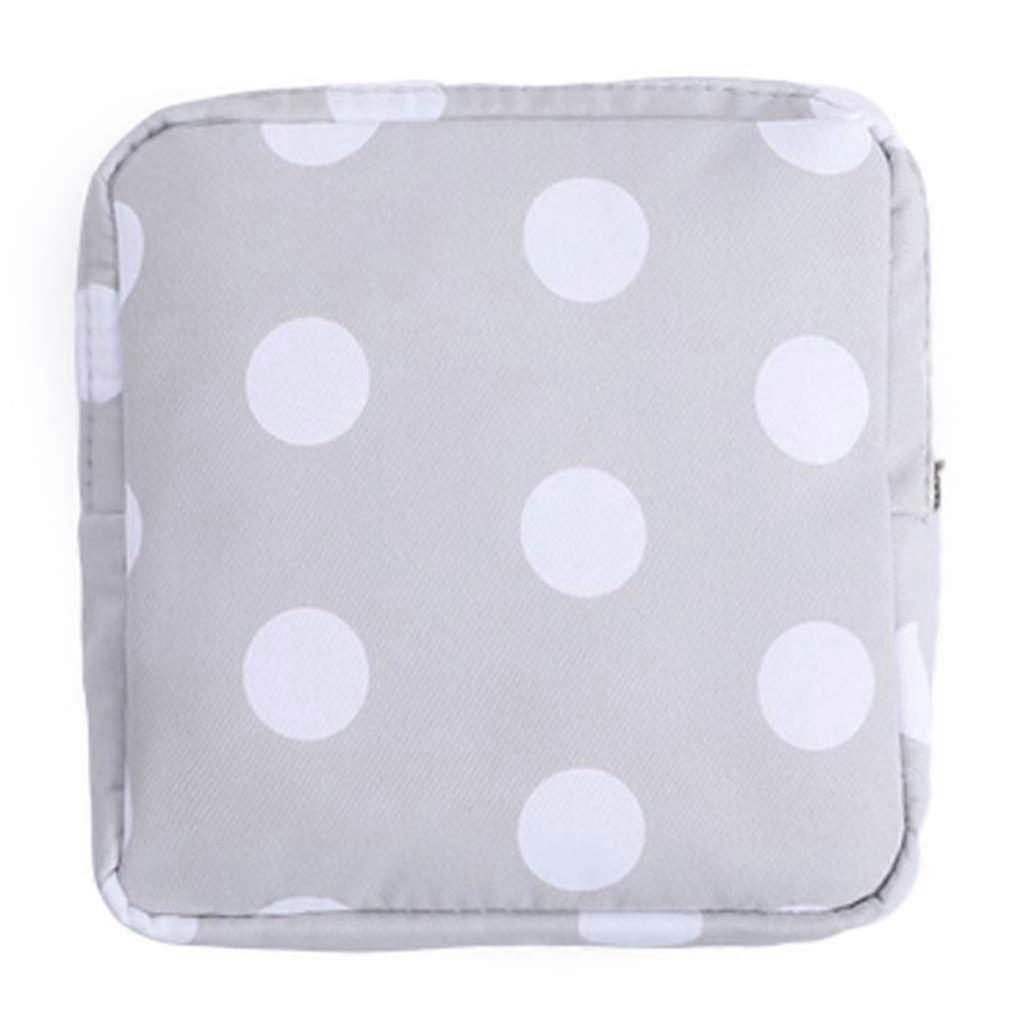 Sanitary Napkins Bag Zipper Pouch Organizer for Tampons in Gray Dot Design, Compact Travel Size, Durable Material