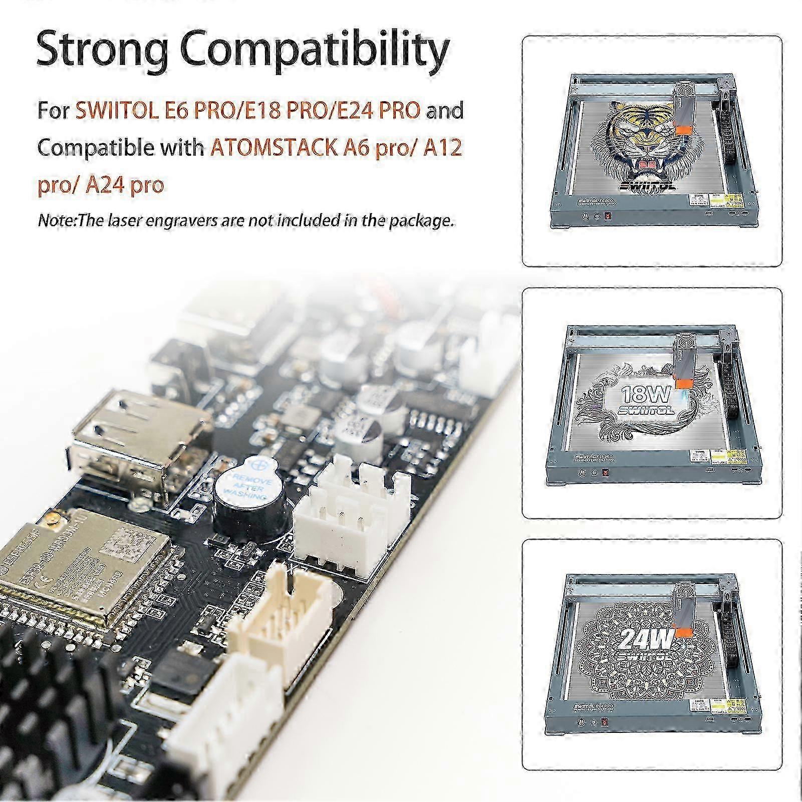 Laser Engraver 32-bit Motherboard Replacement for SWIITOL E6 PRO/E18 PRO/E24 PRO and Compatible with ATOMSTACK A6 pro/ A12 pro/ A24 pro Laser