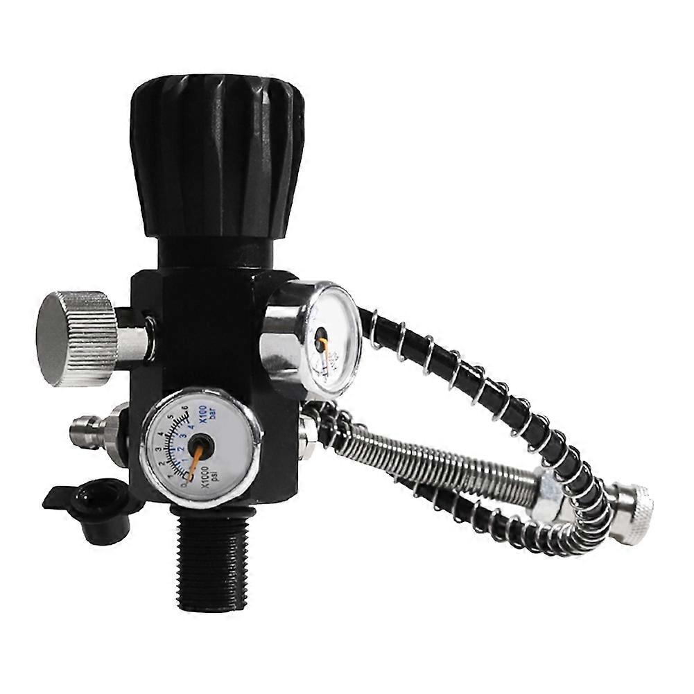 5/8-18UNF Double Gauge Cylinder Valve 400Bar 6000PSI Air Filling Station Refill Adapter Air Charging Valve with Hose