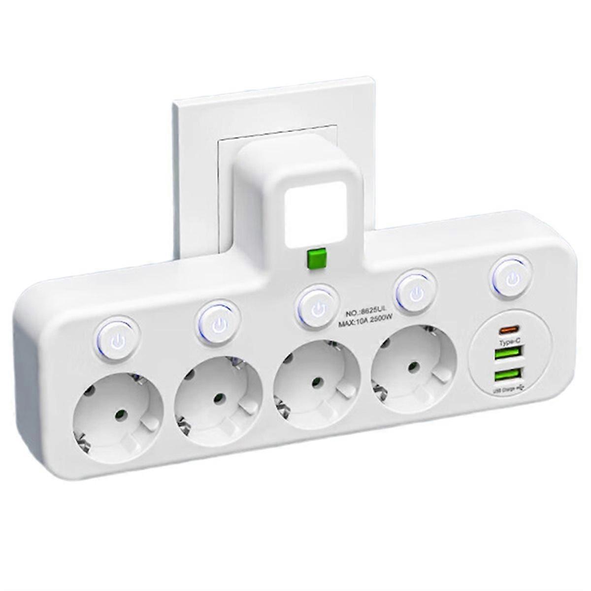 EU Plug Outlet 4 Sockets Electrical Socket No Extension Cord with USB Type-C Ports Two Specification