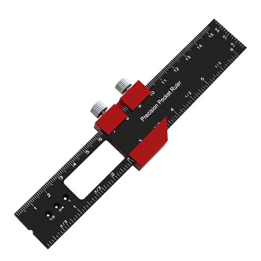 Woodworking Precision Pocket Ruler Aluminum Alloy Slide Ruler Inch & Metric T-Type Scribing Ruler Square Layout 160mm