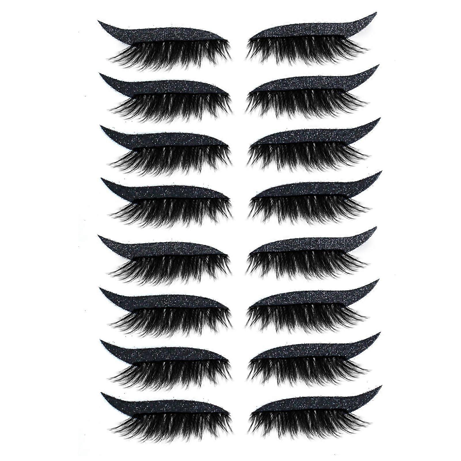Jikaix 8 Pairs Lazy Eye Shadow Eyelash Patch Waterproof Glitter Eyeshadow Eyelashes Makeup Stickers Eye Makeup Stickers with False Lashes Shadow