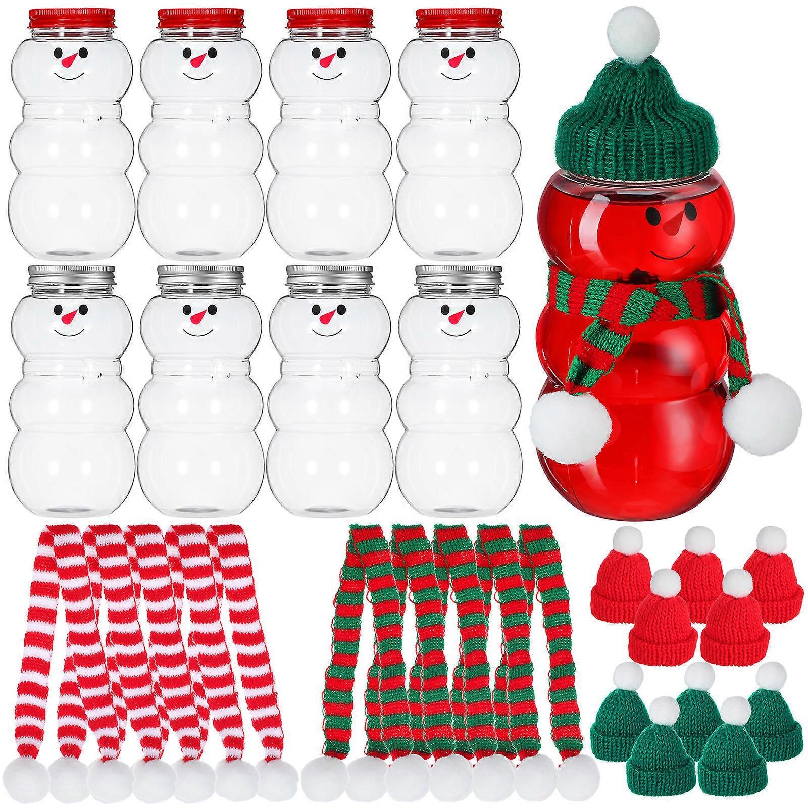 Snowman Beverage Bottles Empty Drink Storage for Family and Friends Pet Material Assorted Color 10 Sets