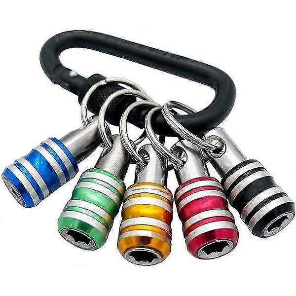 5pcs 1/4\" Hex Handle Keychain Screwdriver Bit Holder Set Extension Bar Quick Change Bits Screw Adapter Screw