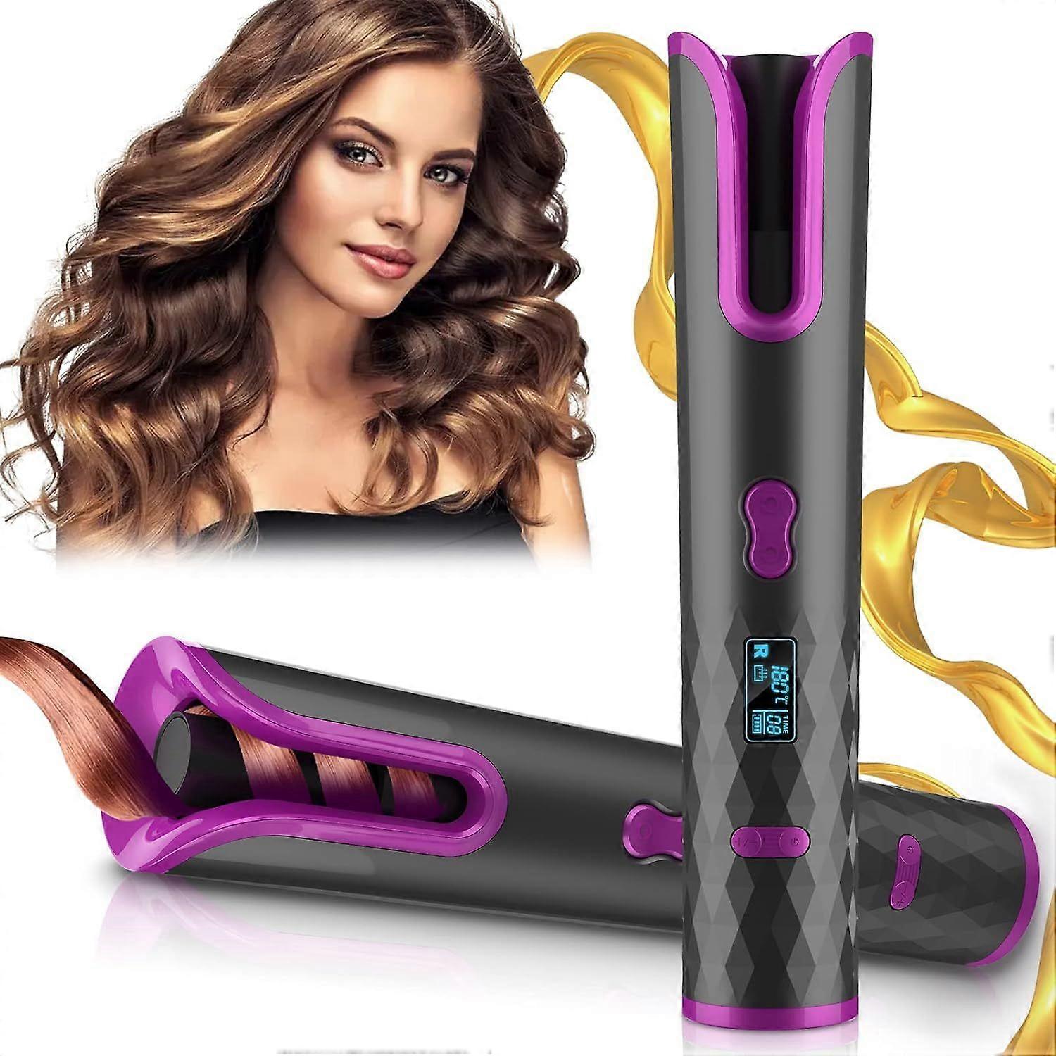 Automatic curling iron, electric cordless with LCD display