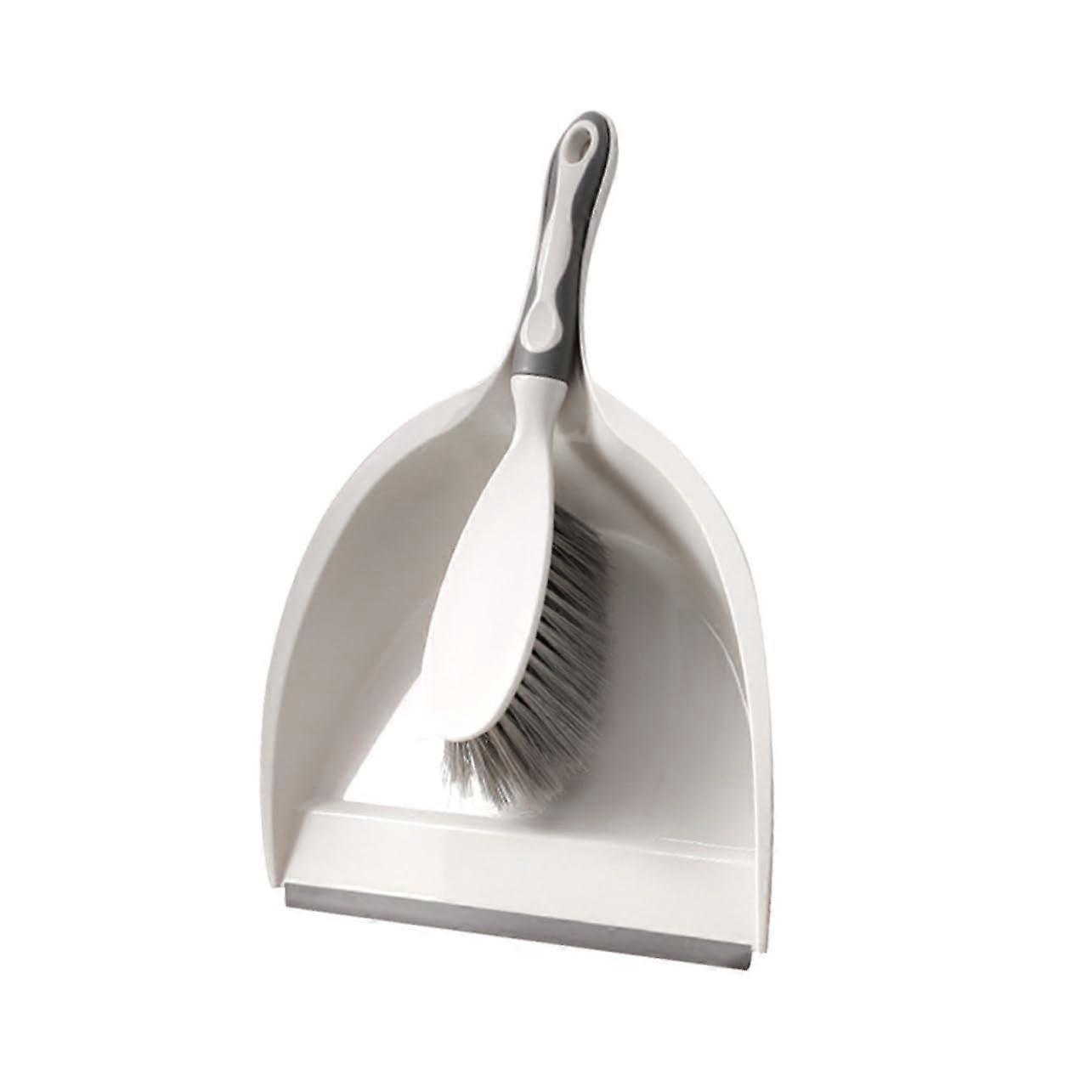 2 Pack Mini Broom and Dustpan Set with Skid Handle for Kitchen Counter and Desktop Cleaning Beige