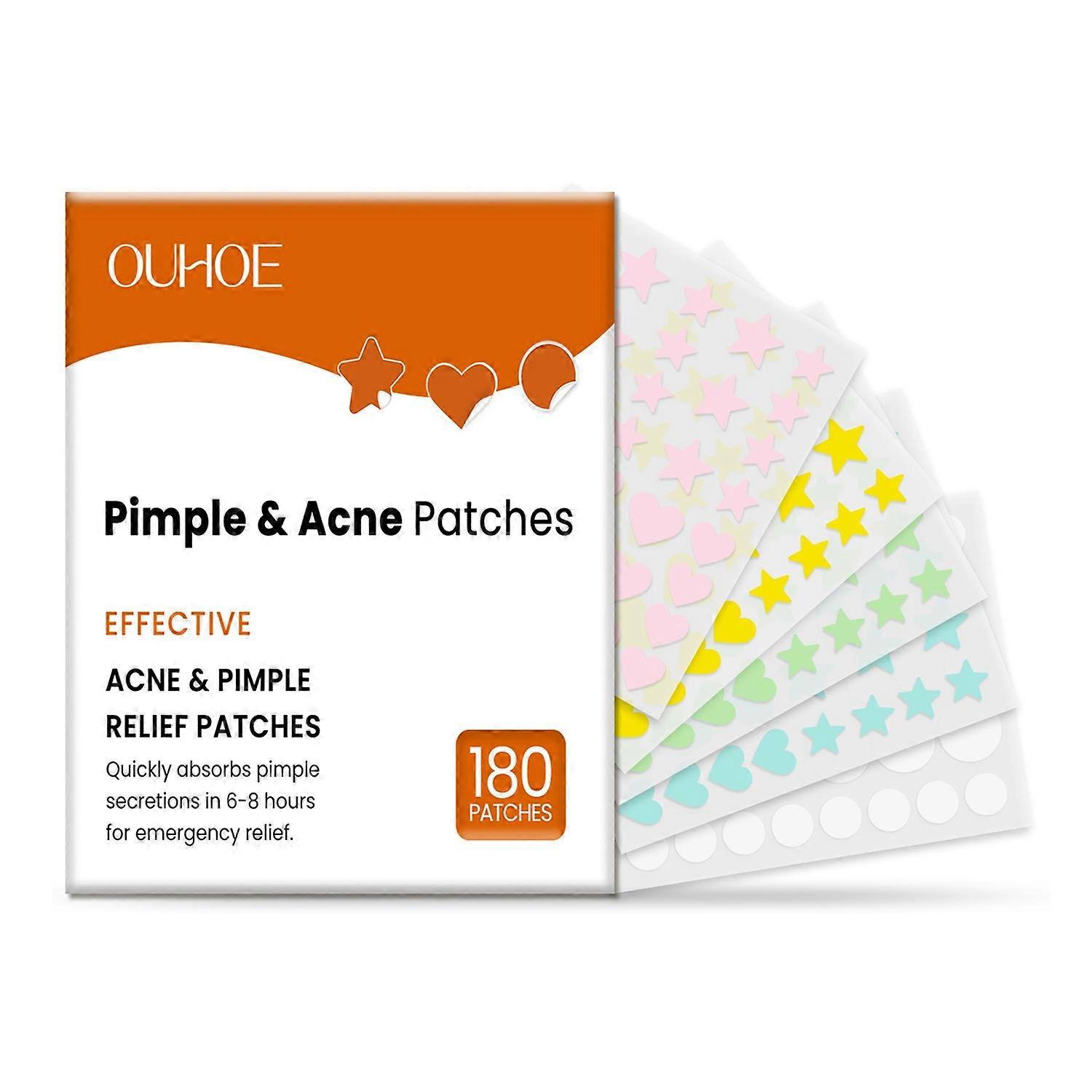 1-6PCS OUHOE 180PCS Acne Patches for Face Pimple Treatment Hydrocolloid Invisible Star Shaped Spot C