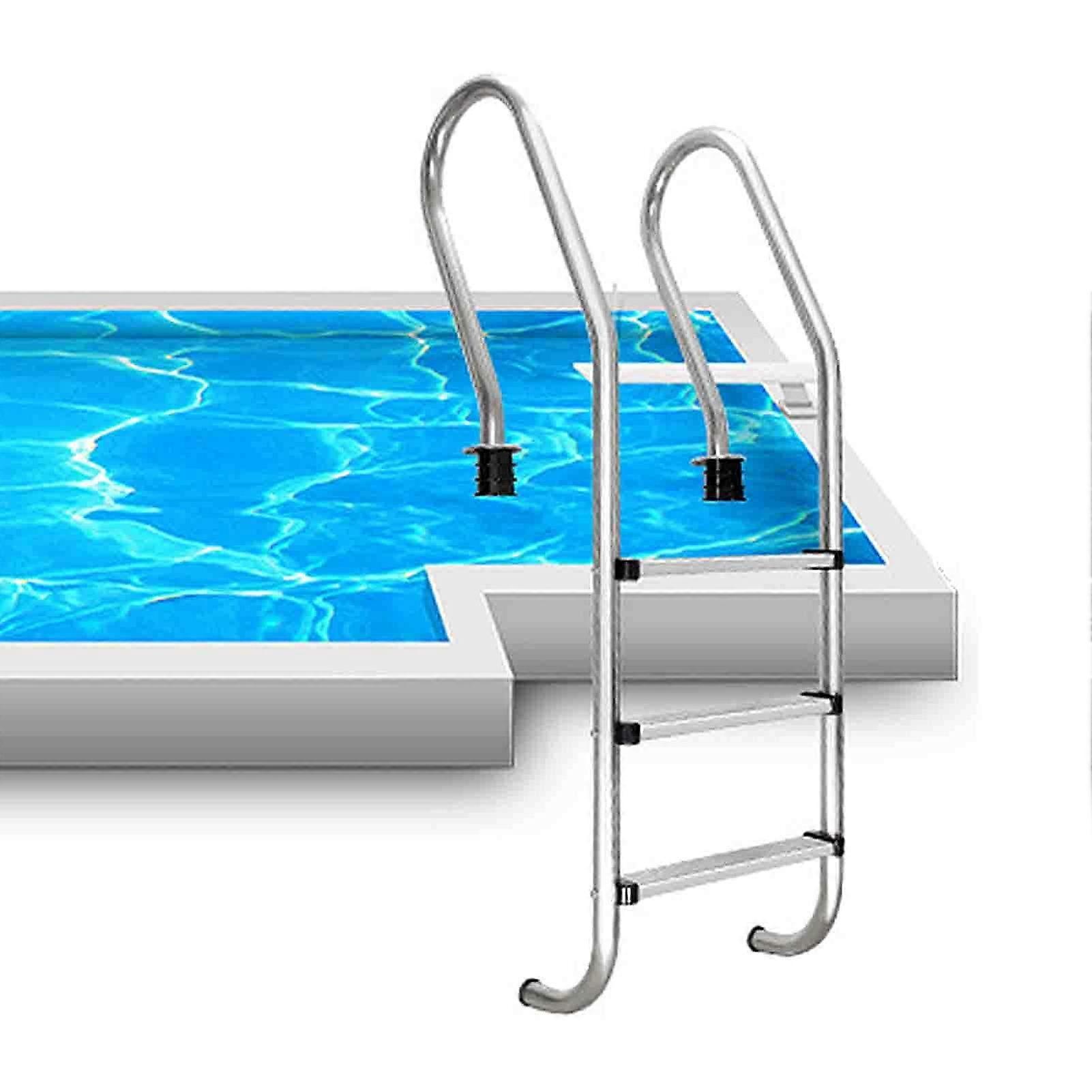 Stainless Steel Pool Ladder with NonSlip Steps and Curved Handrails for InGround Pools 440lbs