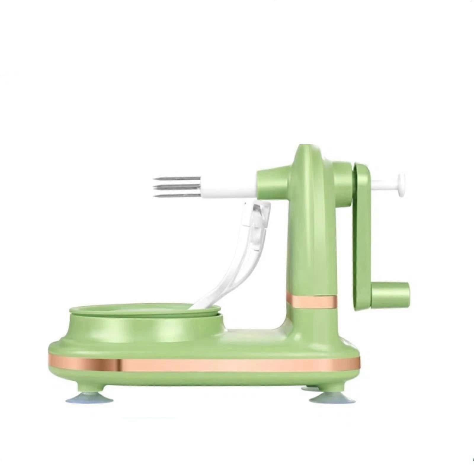 Manual Fruit Peeler with Slicer, Fast Safe HandCrank Apple Peeler for Various Fruits, Light Green