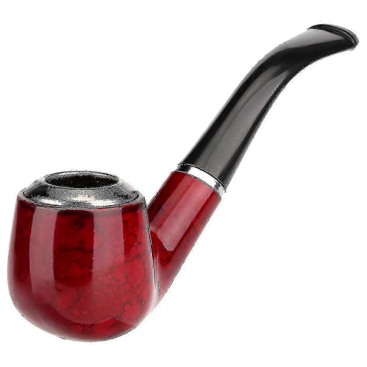 Classic Captain Style Tobacco Smoking Pipe in Red Finish for Tobacco Enthusiasts