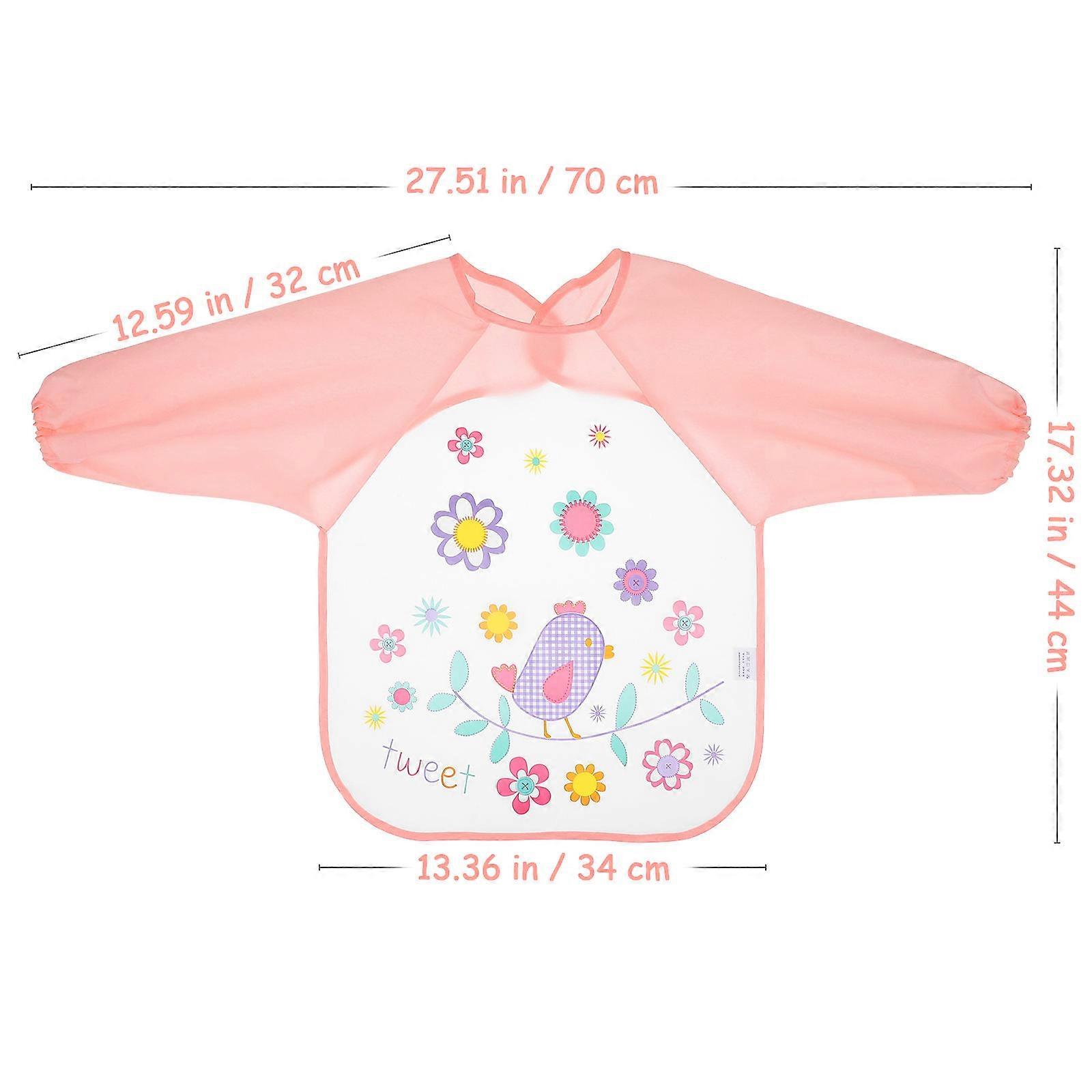 EVA Pink Bird Pattern Children Waterproof Smocks EVA Practical Aprons with Sleeves