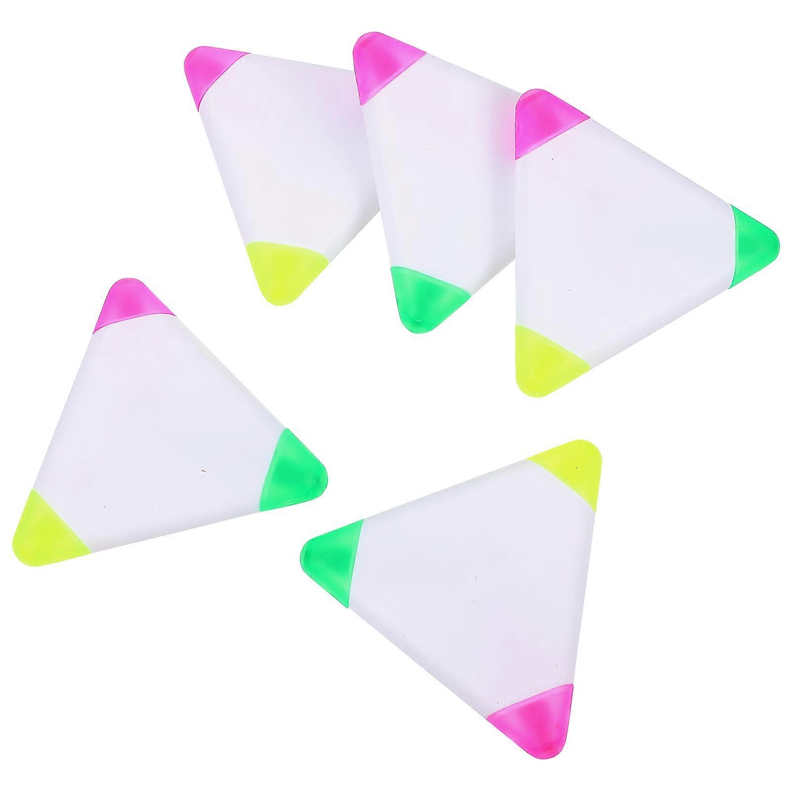 5pcs Highlighter 3-in-1 Lovely Triangle Shape Markers Fluorescent Colors Marker