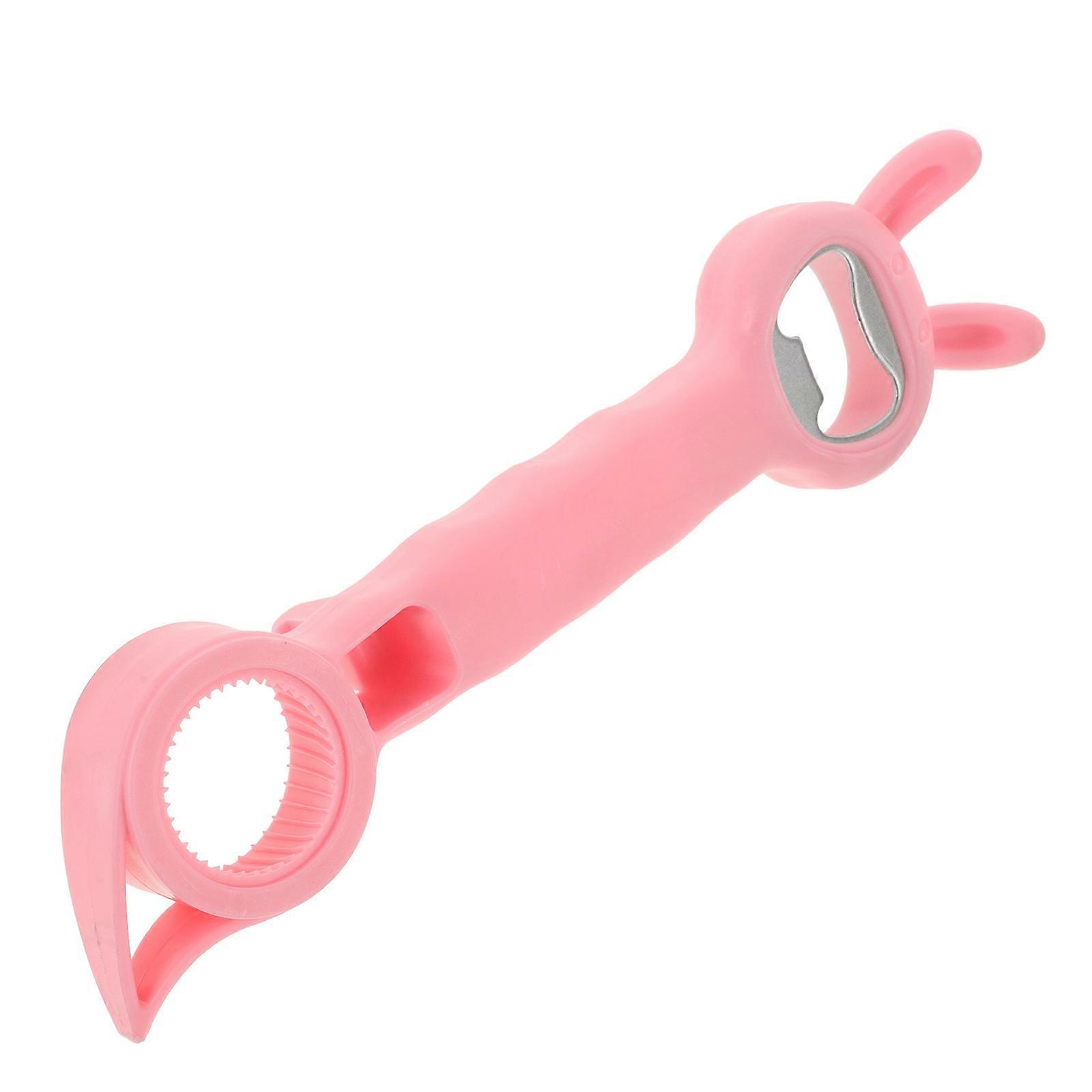 Bottle Opener with Jar and Can Opening Functions Pink