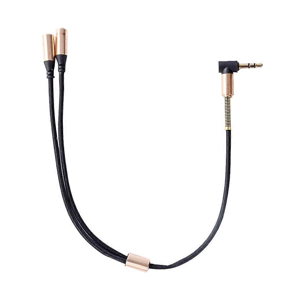 Earphone Splitter Black Knitted Aux Cable for 2Pcs