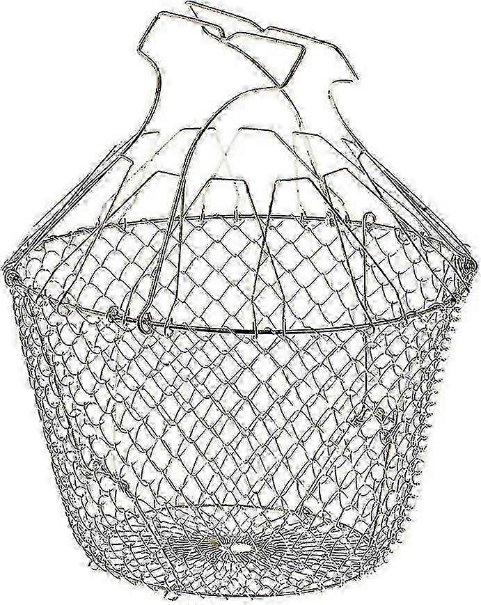 Folding Salad Basket With Stiffeners - Stainless Steel - Easy Storage - Gentle Spin - 22.5 Cm