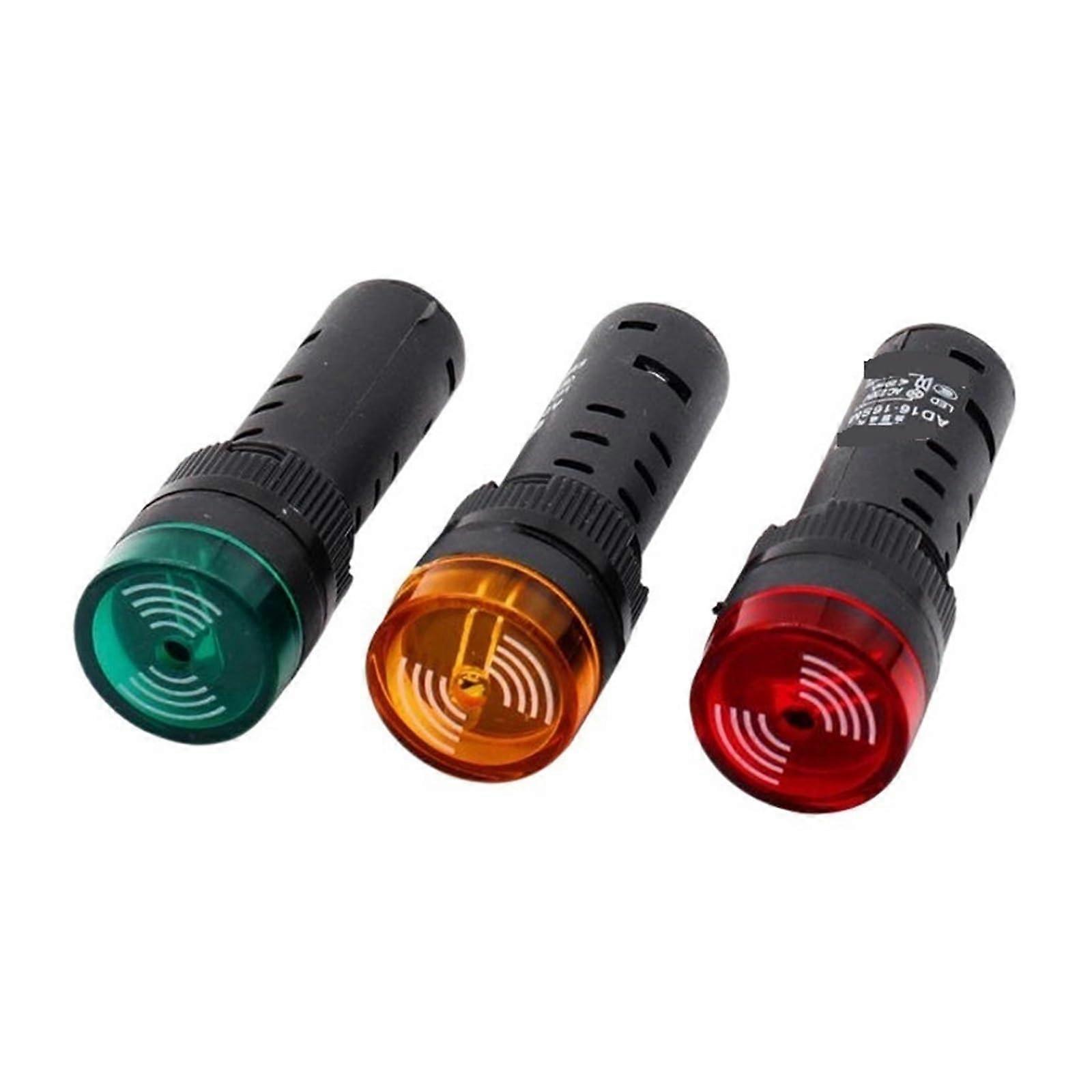 Warning Buzzer Industrial Alarm 16mm Panel Mount Red 220V MultiTone Safety Alert