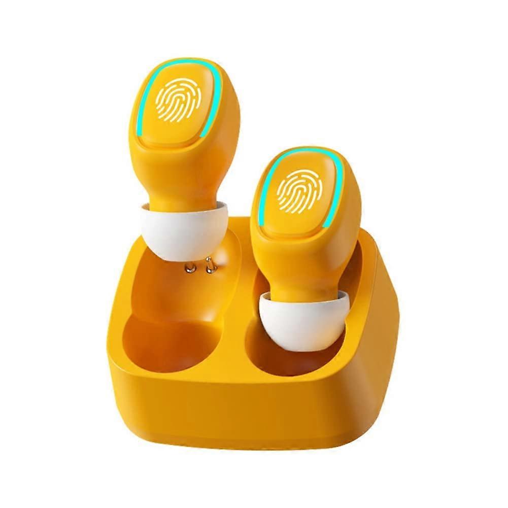 Mini Wireless Bluetooth Headset Touch Light AntiSweat HD Stereo Sound Universal Compatibility Yellow