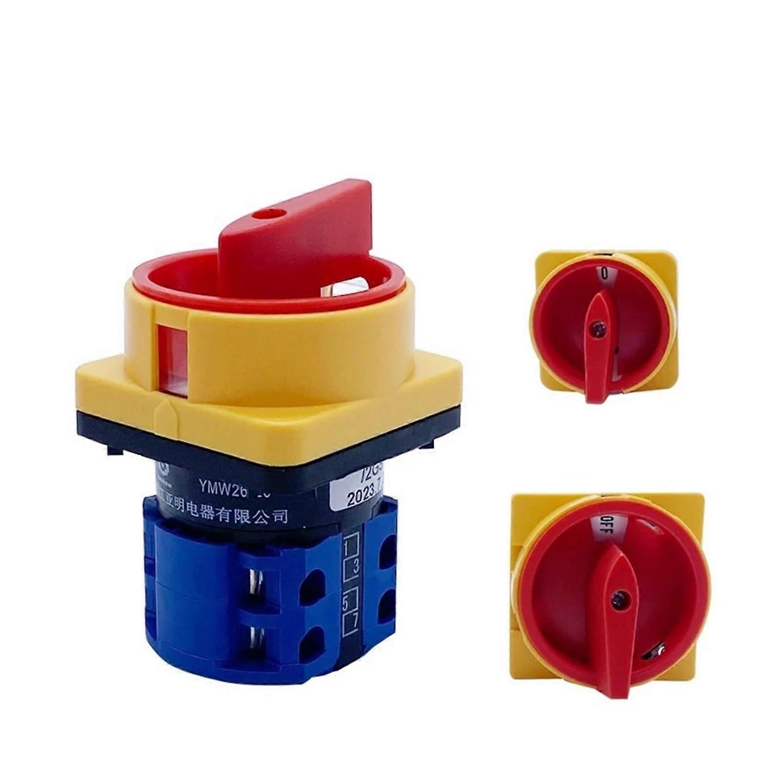 20A 2 Pole Isolator Switch with Padlock Rotary Cam Selector, 64mm Panel Mount Disconnect
