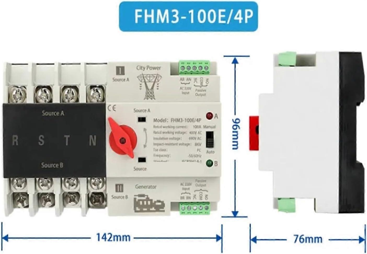 Dual Power Automatic Transfer Switch 4 Pole Single Phase Automatic Backup with Easy Rail Installation