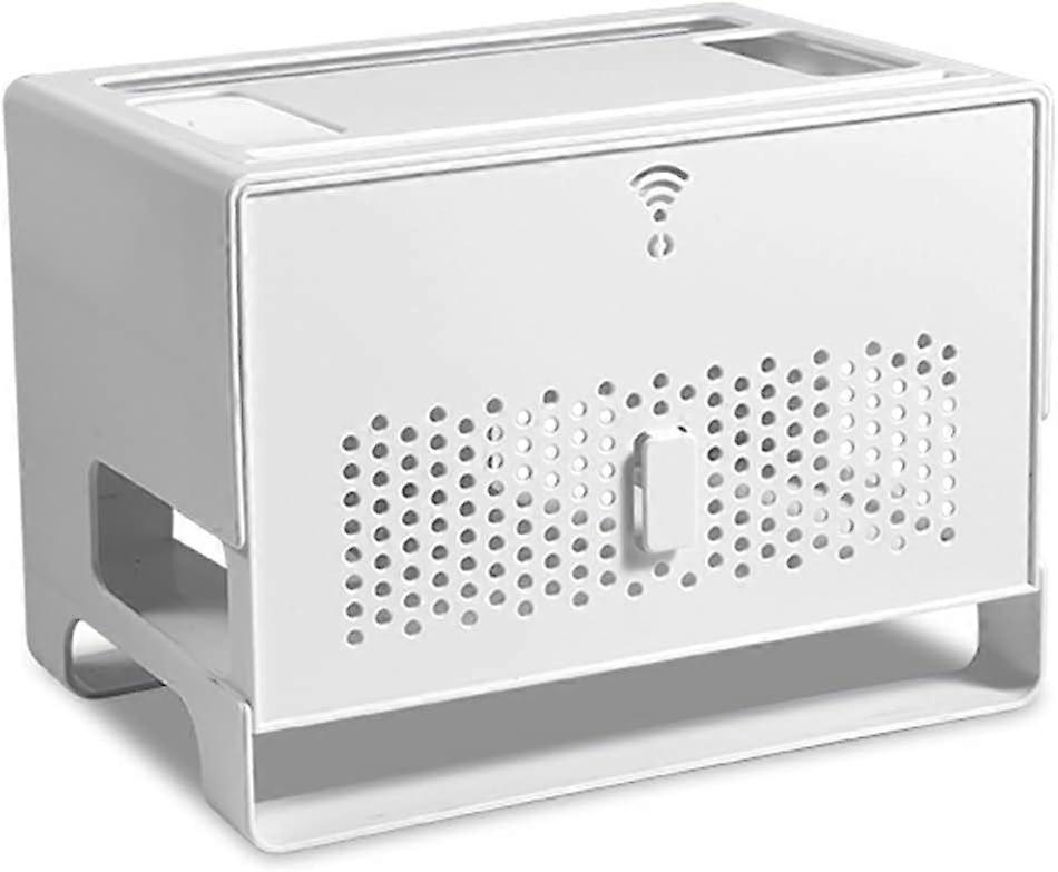 WiFi Router Storage Box Wall Mount 2Tier Shelf with Cable Management and Ventilation for Home