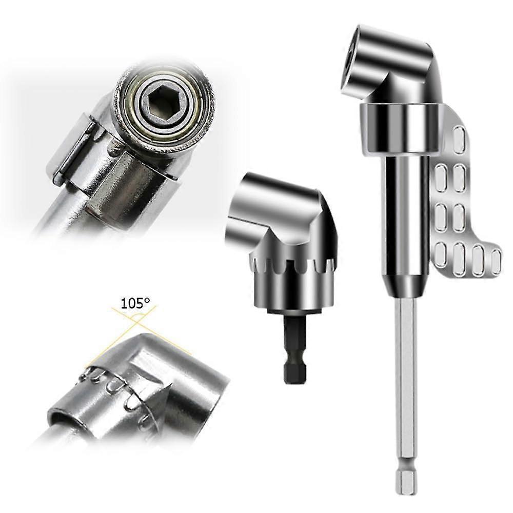 Right Angle Drill Adapter 105° Access 1/4 Inch Hex Shank 360° Rotatable Magnetic Bit Set