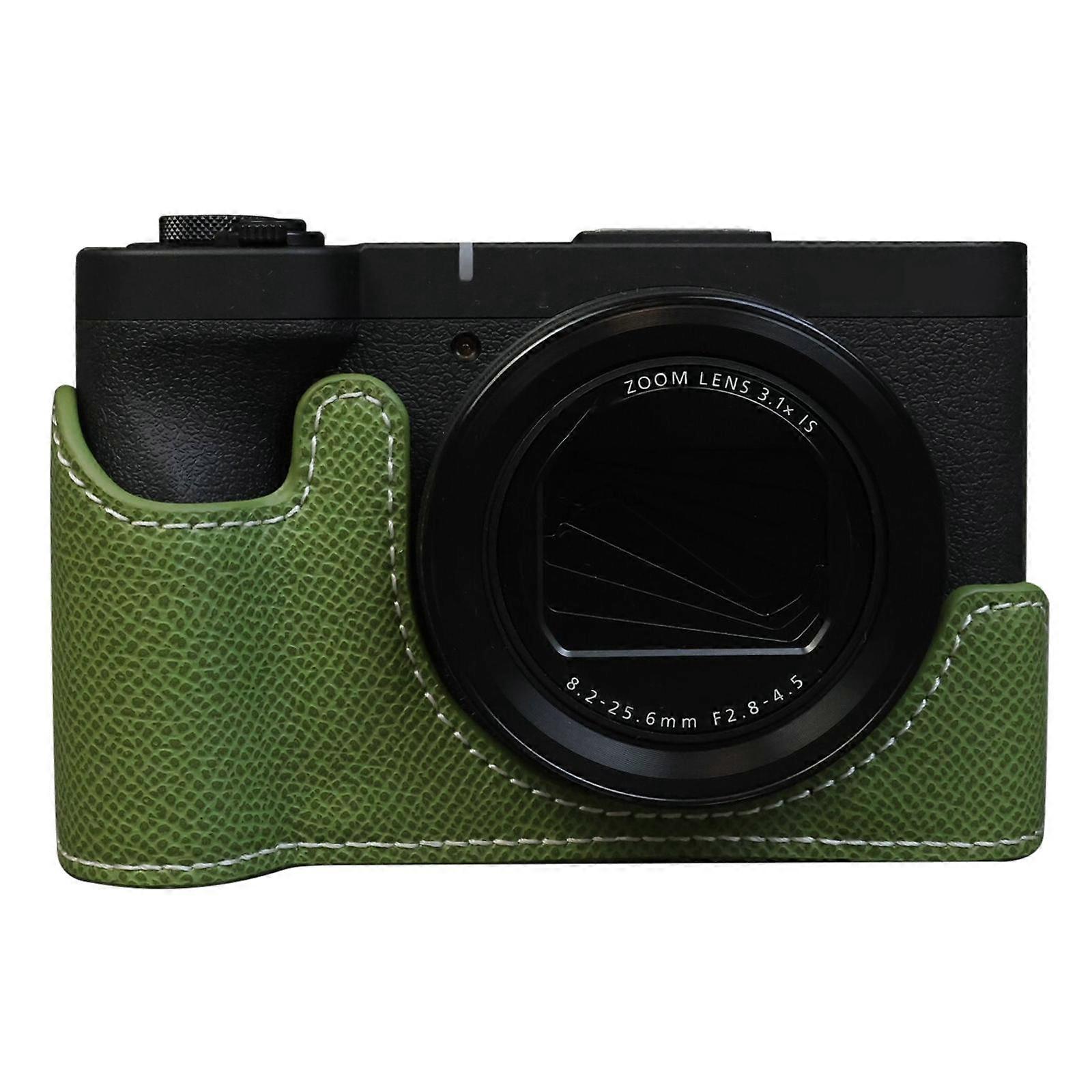 Palm Texture Vegan Leather Camera Half Case Base For Canon PowerShot V1