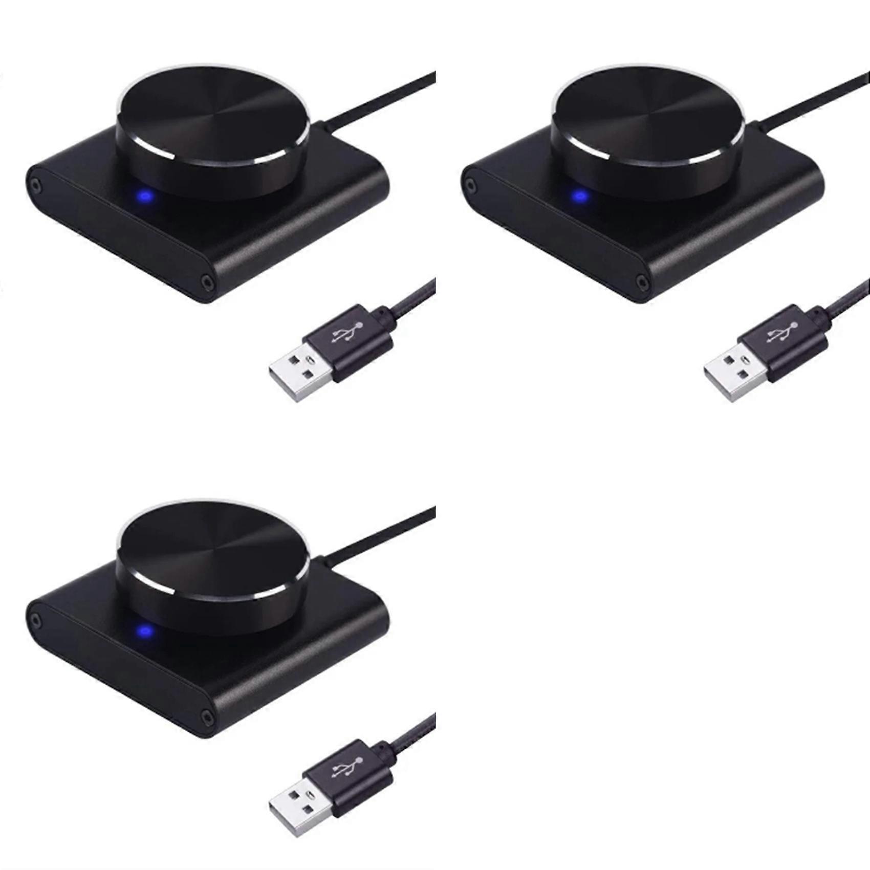 3X USB Volume Control Lossless PC Computer Speaker Volume Controller Knob Adjuster Digital Control with One Key Mute