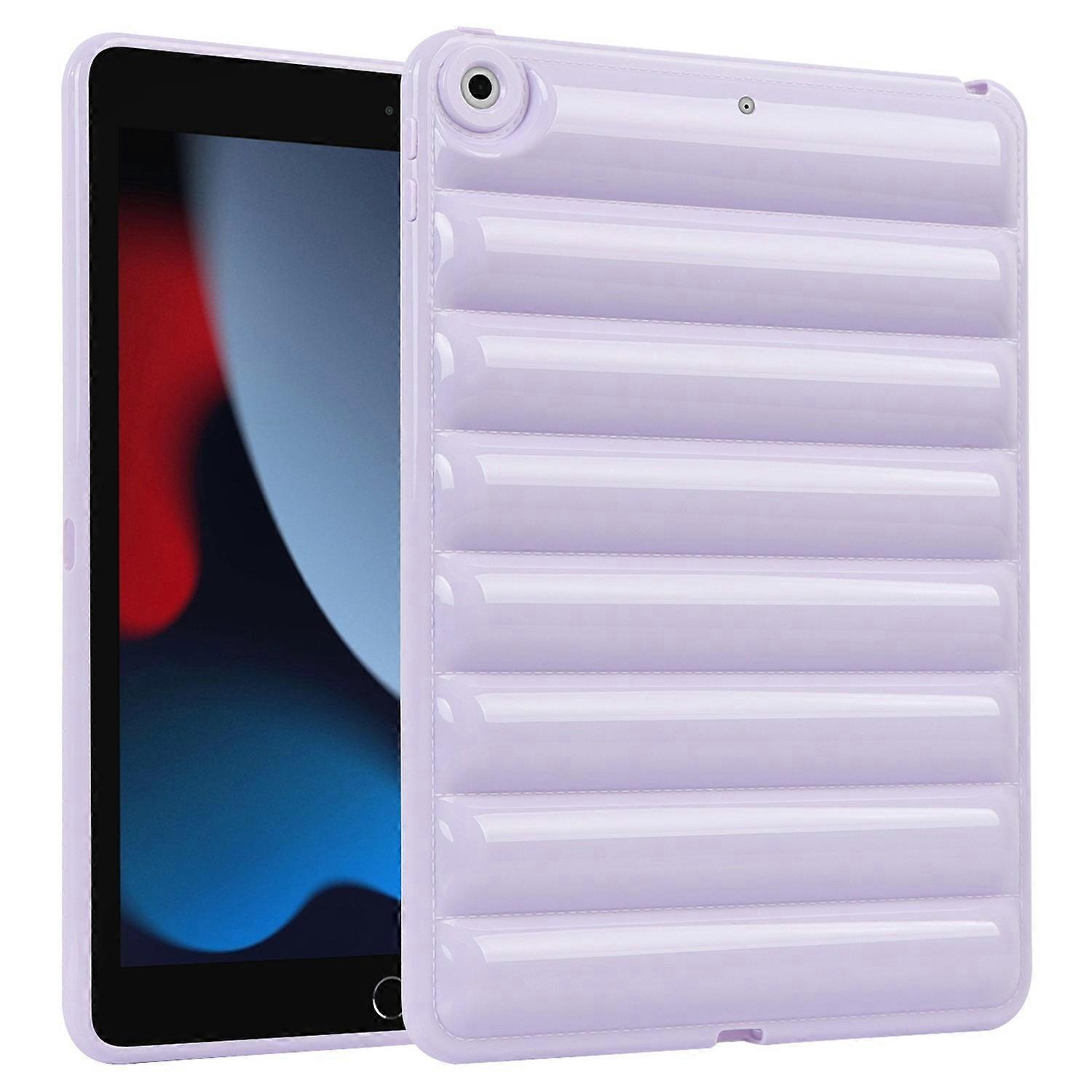 For iPad 10.2 (2021)/(2019)/(2020) Candy Color Tablet Protective Case Down Jacket Texture Soft TPU C