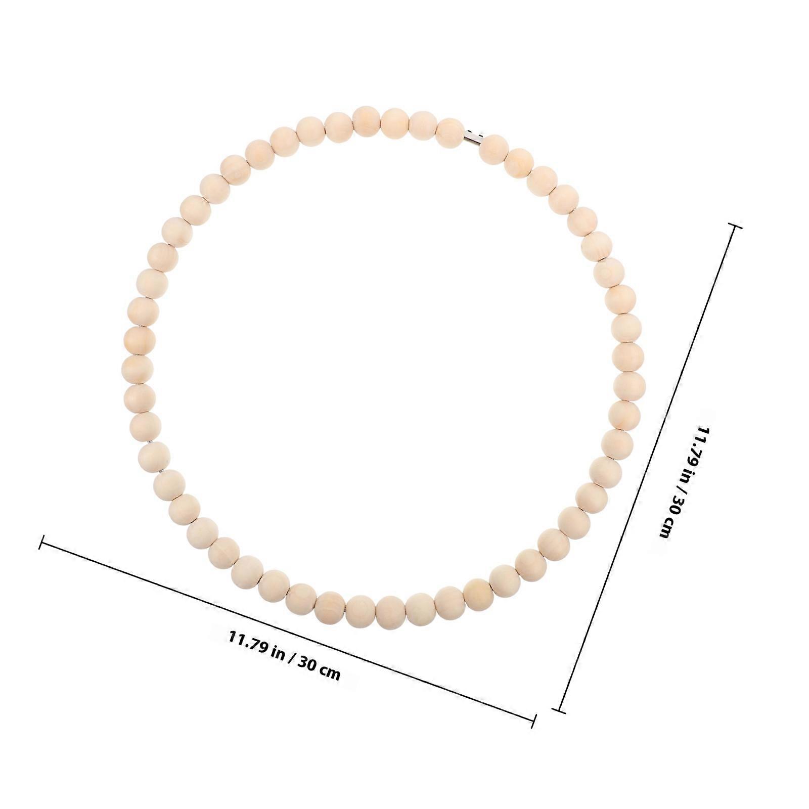 Wood Bead Wreath Hanging Decor 2Pcs Rustic Beaded Circle Ornament