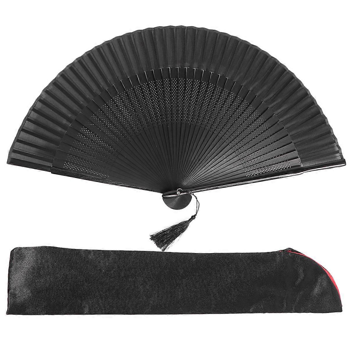 Hand Held Folding Fan Dance Performance Style 40x21cm Size Bamboo 1Pcs
