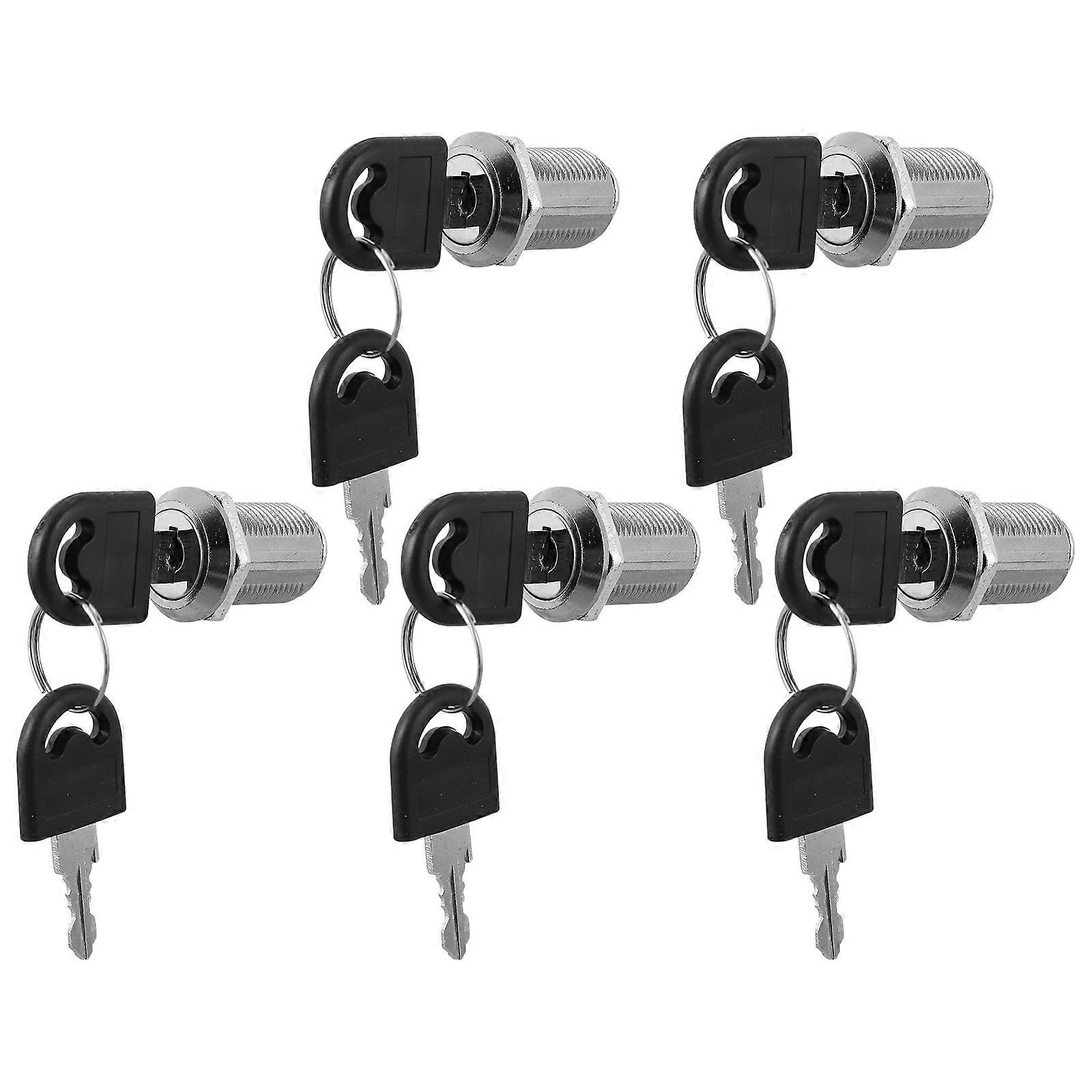 Cupboard Lock Zinc Alloy Drawer Lock for Mailbox 5Pcs Silver Set