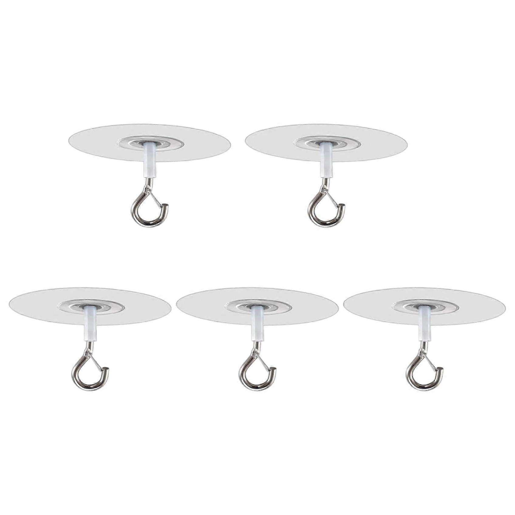 Adhesive Ceiling Hooks 5PCS Heavy Duty Rustproof NoDrill Hangers for Plants Lights Wind Chimes