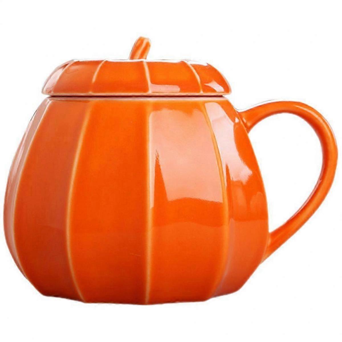 Halloween Pumpkin Ceramic Mug with Lid, 16oz Pumpkin Water Cup