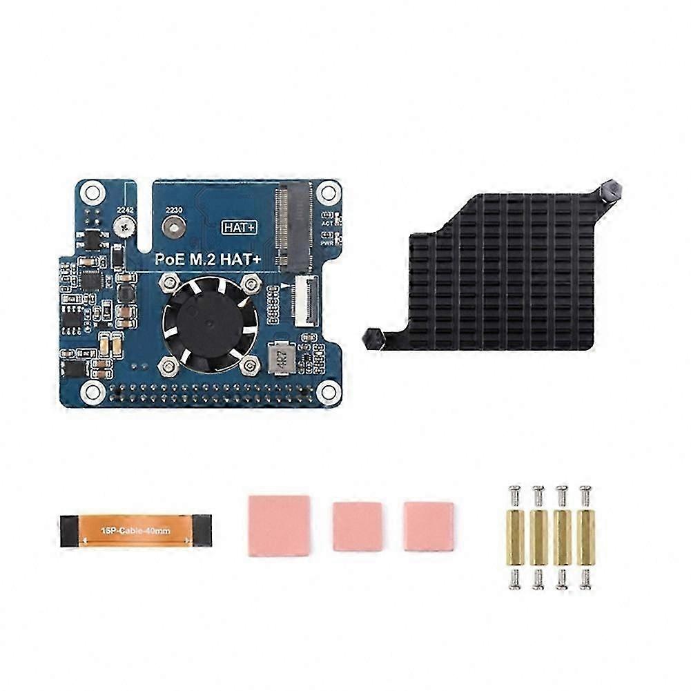 PoE M.2 HAT+ for Raspberry Pi 5: NVMe SSD & Power over Ethernet Adapter