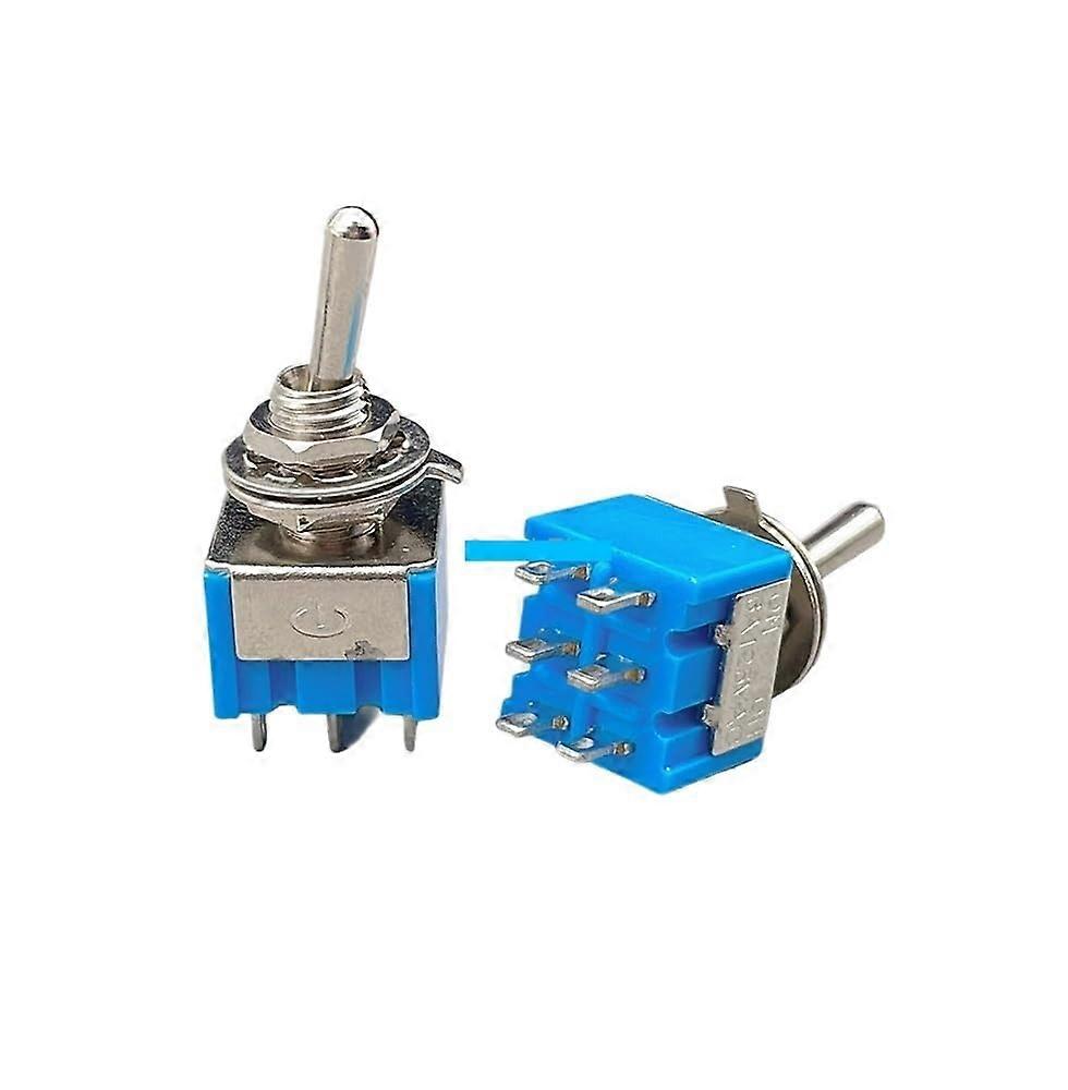 5PCS Light Blue MTS202 DPDT Toggle Switch ONON Dual Position 250V 3A Durable Design